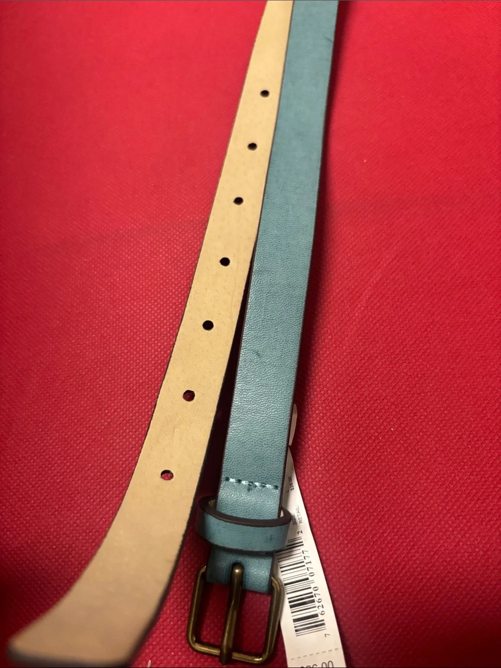 Kohl's Teal and Tan women Belt with Metal Buckle and Man made material